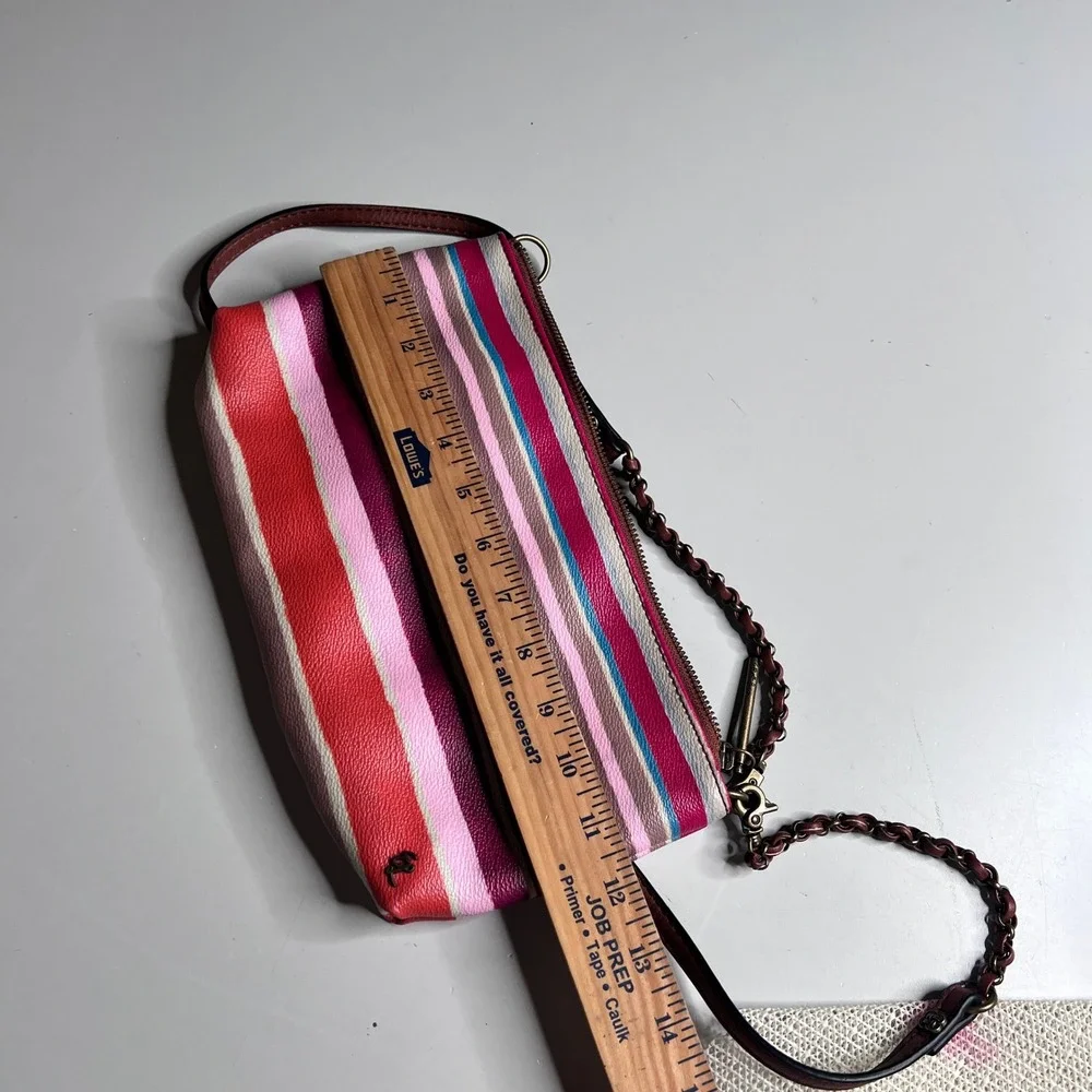 Elliott Lucca Multi‎ Color Striped Crossbody Bag Pebbled Faux Leather Slim Purse